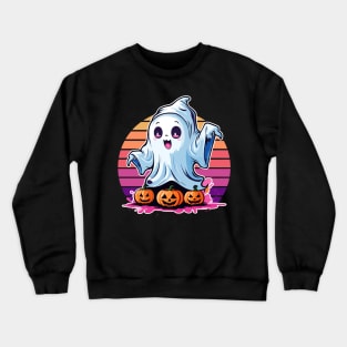 Ghostly Pumpkin Trio - Sunset Halloween Crewneck Sweatshirt